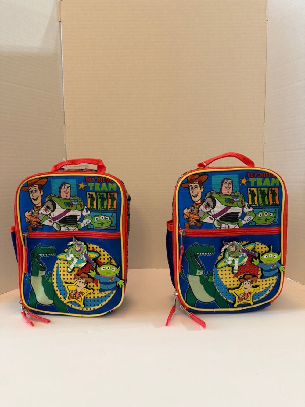 Disney Toy Story Kids Backpack NWT Insulated Blue Red Toy-Riffic Team Set of 2